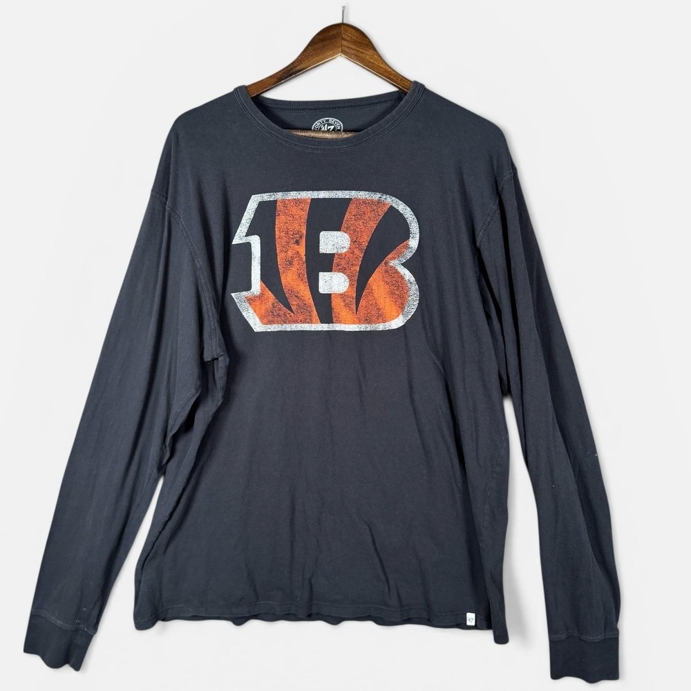 Cincinnati Bengals Shirt Mens‎ 2XL Black NFL Football '47 Long Sleeve Graphic